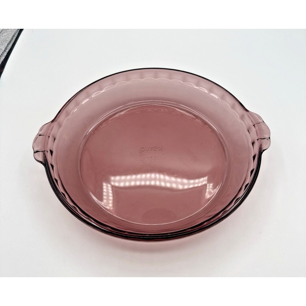 Pyrex Vintage Crimped Cranberry Deep Pie Pan‎ Dish 9.5" Tab Handles #229 USA